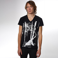 Trentemoeller American Apparel V-Neck Shirt (Black / White Print)