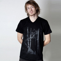 Trentemoeller American Apparel V-Neck Shirt (Black / Black Print)