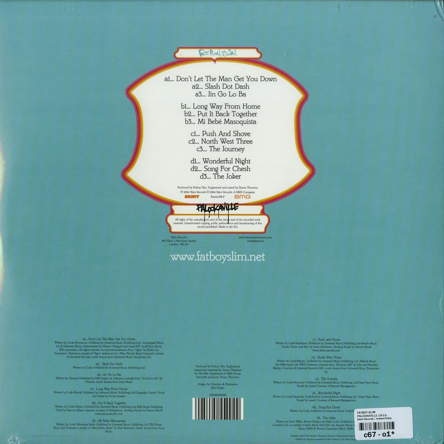 Fat Boy Slim Palookaville 2枚組LPレコード Fatboy Slim – Palookaville – 2 x Vinyl (LP, Album), 2004