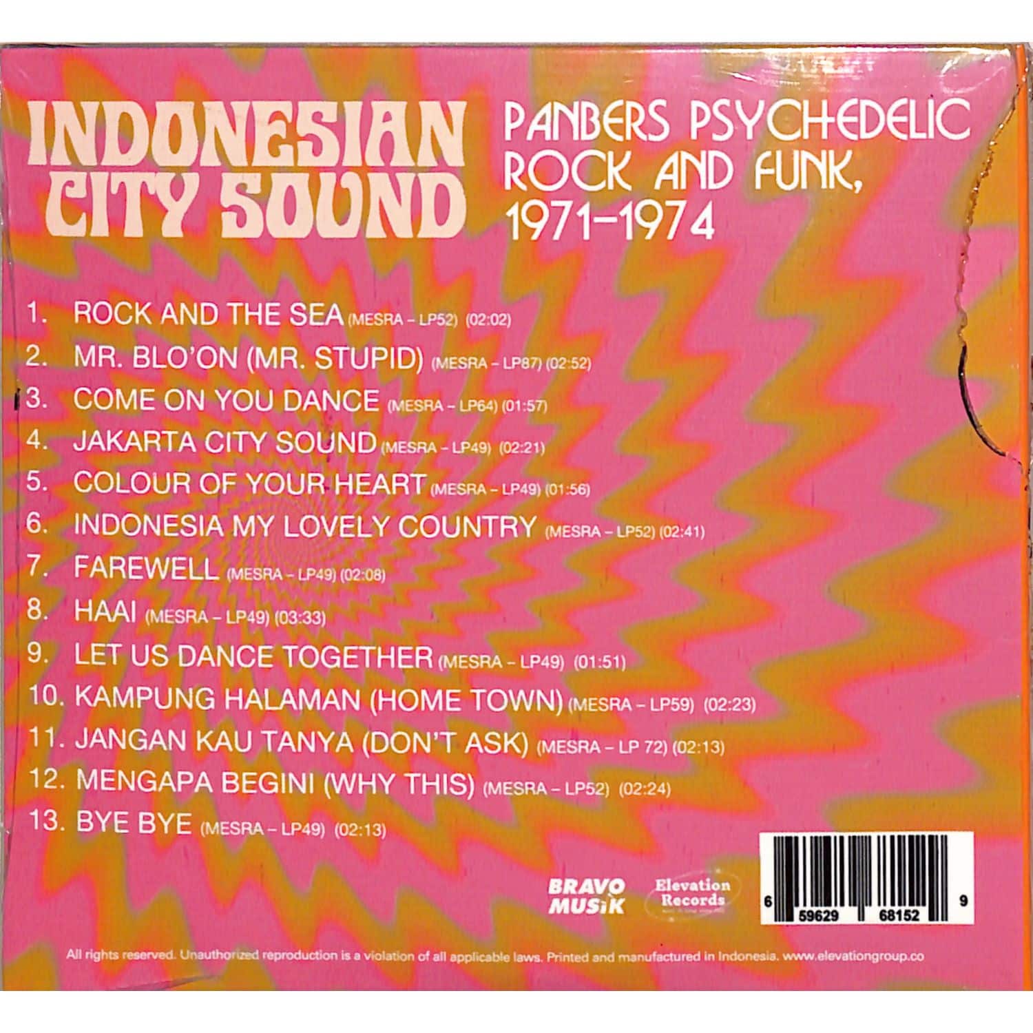 インドネシアLP Panbers Indonesian City Sound Panbers Psychedelic Rock and  none Elevation Records 未開封 /00260 Panbers - Indonesian City Sound: Panbers Psychedelic Rock