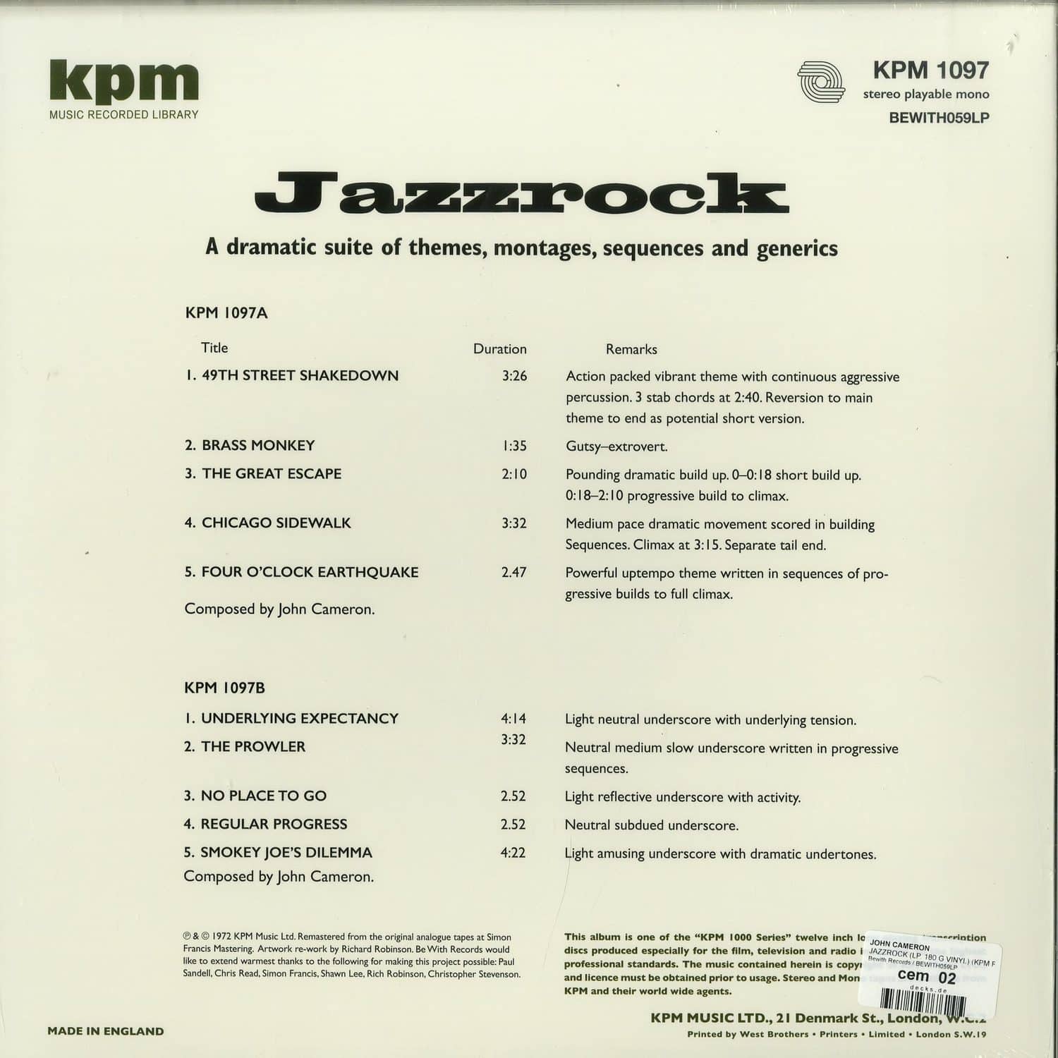 英LP John Cameron Jazzrock BEWITH059LP Be With Records /00260 s-l400.jpg