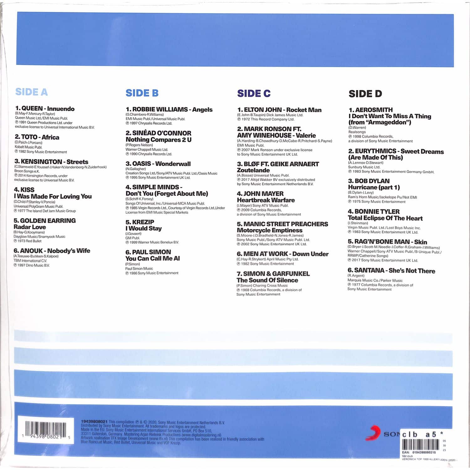 Various - VERONICA TOP 1000 ALLERTIJDEN / Sony Music / 19439808021
