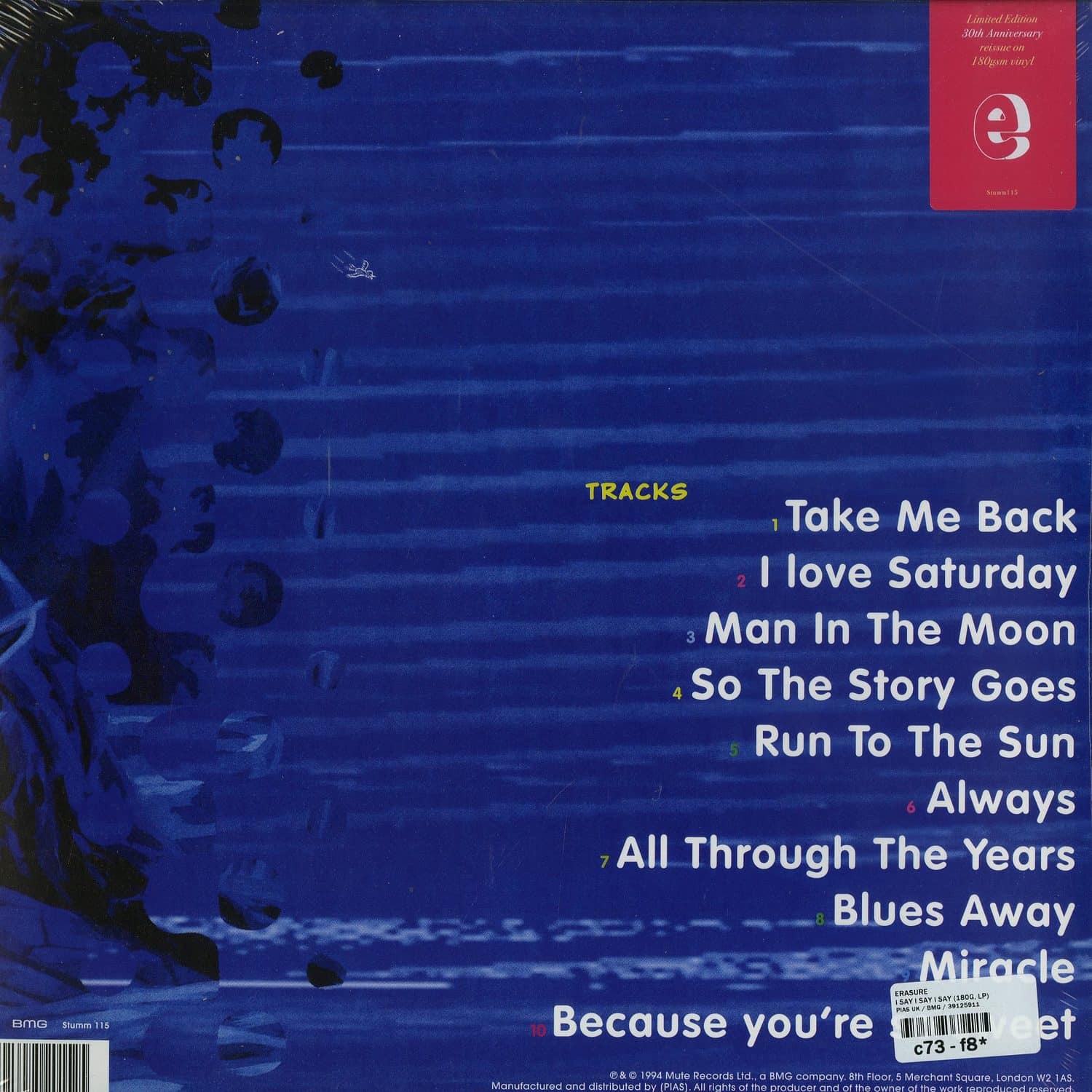 英LP Erasure I Say I Say I Say(180ｇ) STUMM115 BMG 未開封 /00260 英LP Erasure I Say I Say I Say(180g) STUMM115 BMG 未開封