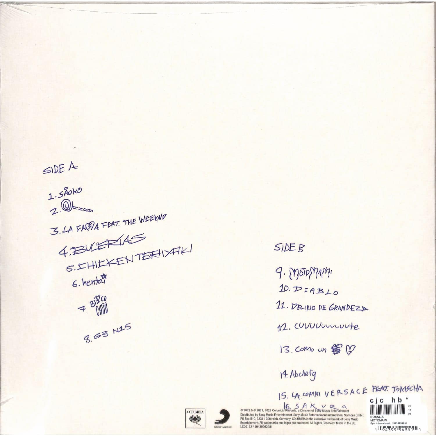 欧LP Rosal?a Motomami 19439994951 Columbia, Sony Music /00400 Rosalia/Motomami (color vinyl/analog record) 19439994951 New