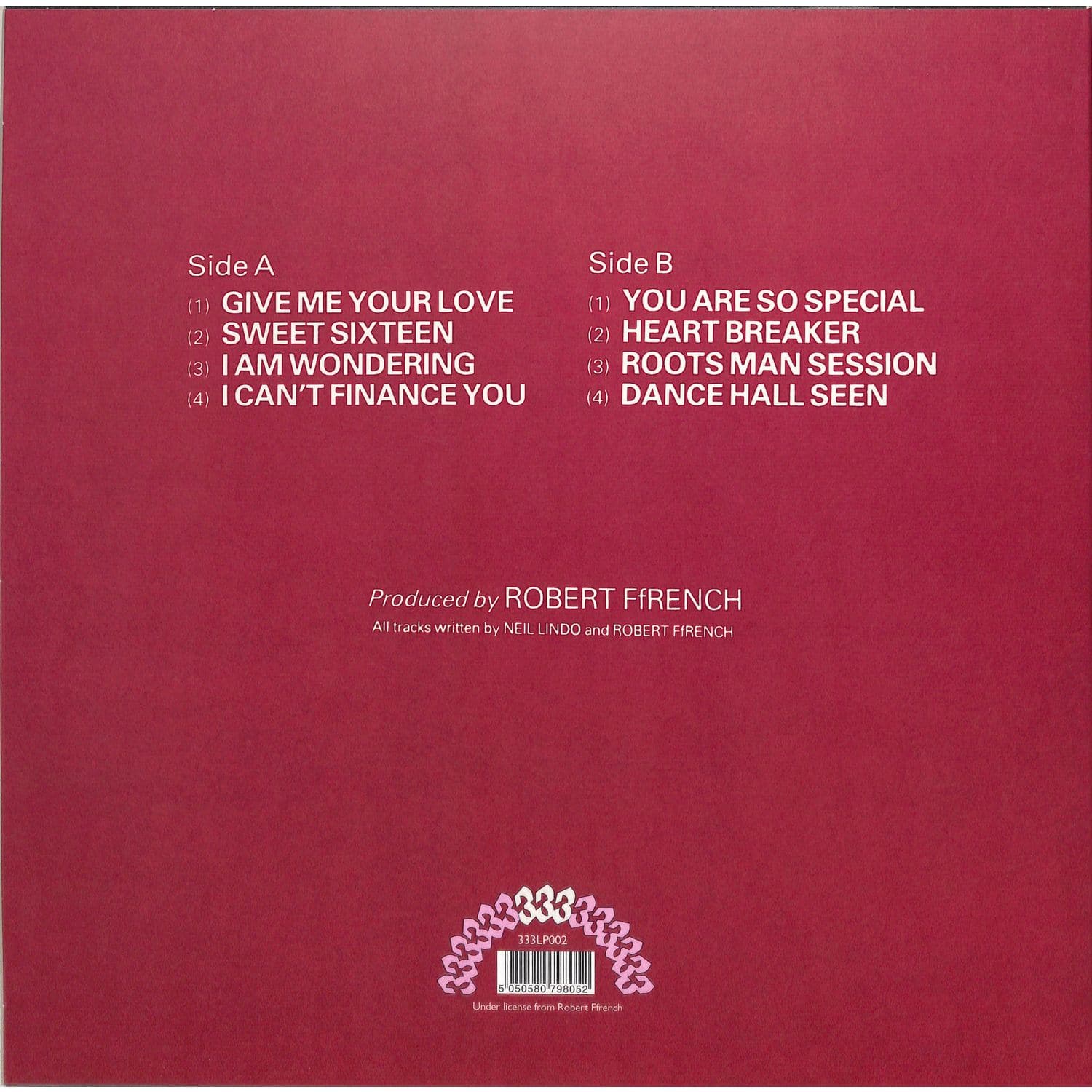 英LP Robert Ffrench Wondering 333LP002 333 /00240 Robert Ffrench – Wondering – Vinyl (LP, Album), 1985