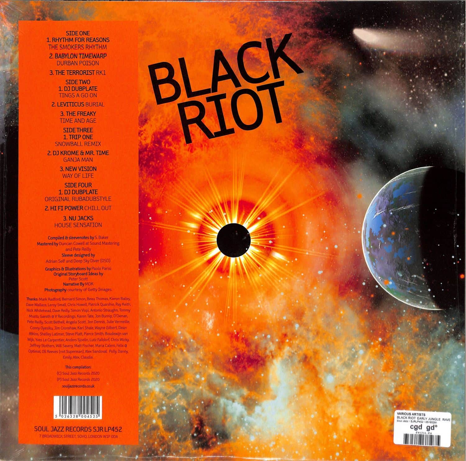 英2LP Various Black Riot: Early Jungle, Rave And Hardcore (2LP) SJRLP452 Soul Jazz Records /00420 Soul Jazz Records presents - BLACK RIOT: Early Jungle, Rave