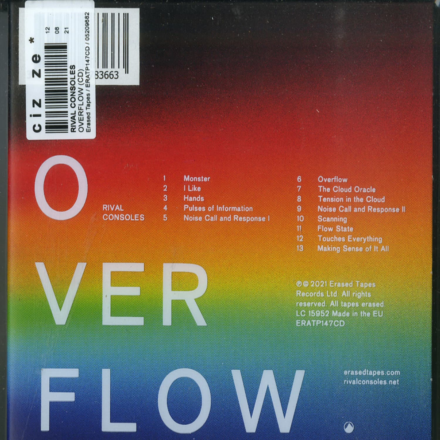 欧2LP Rival Consoles Overflow ERATP147LP Erased Tapes Records /00520 Overflow by Rival Consoles - Releases - Erased Tapes