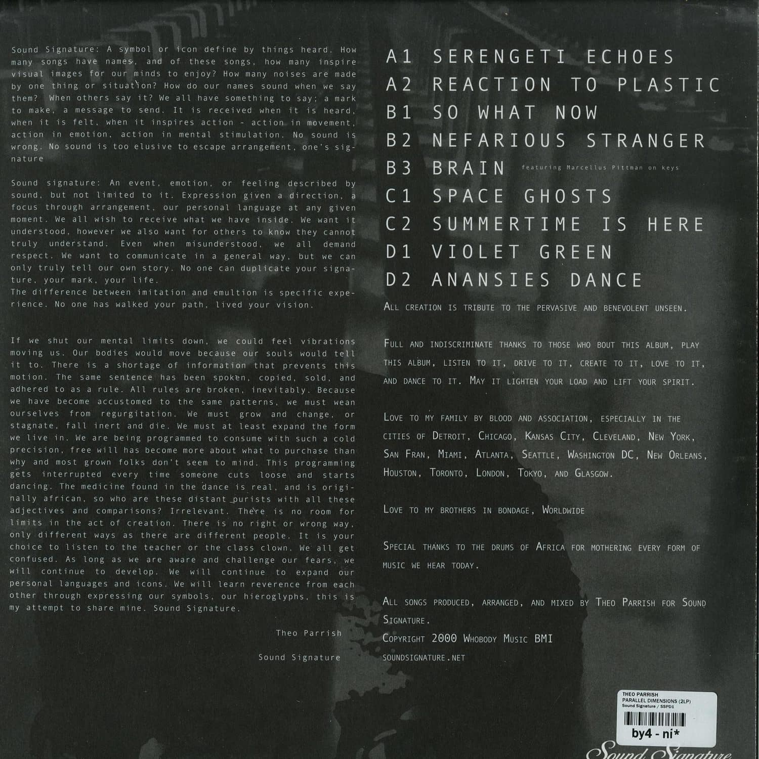 Theo Parrish - PARALLEL DIMENSIONS / Sound Signature / SSPD1