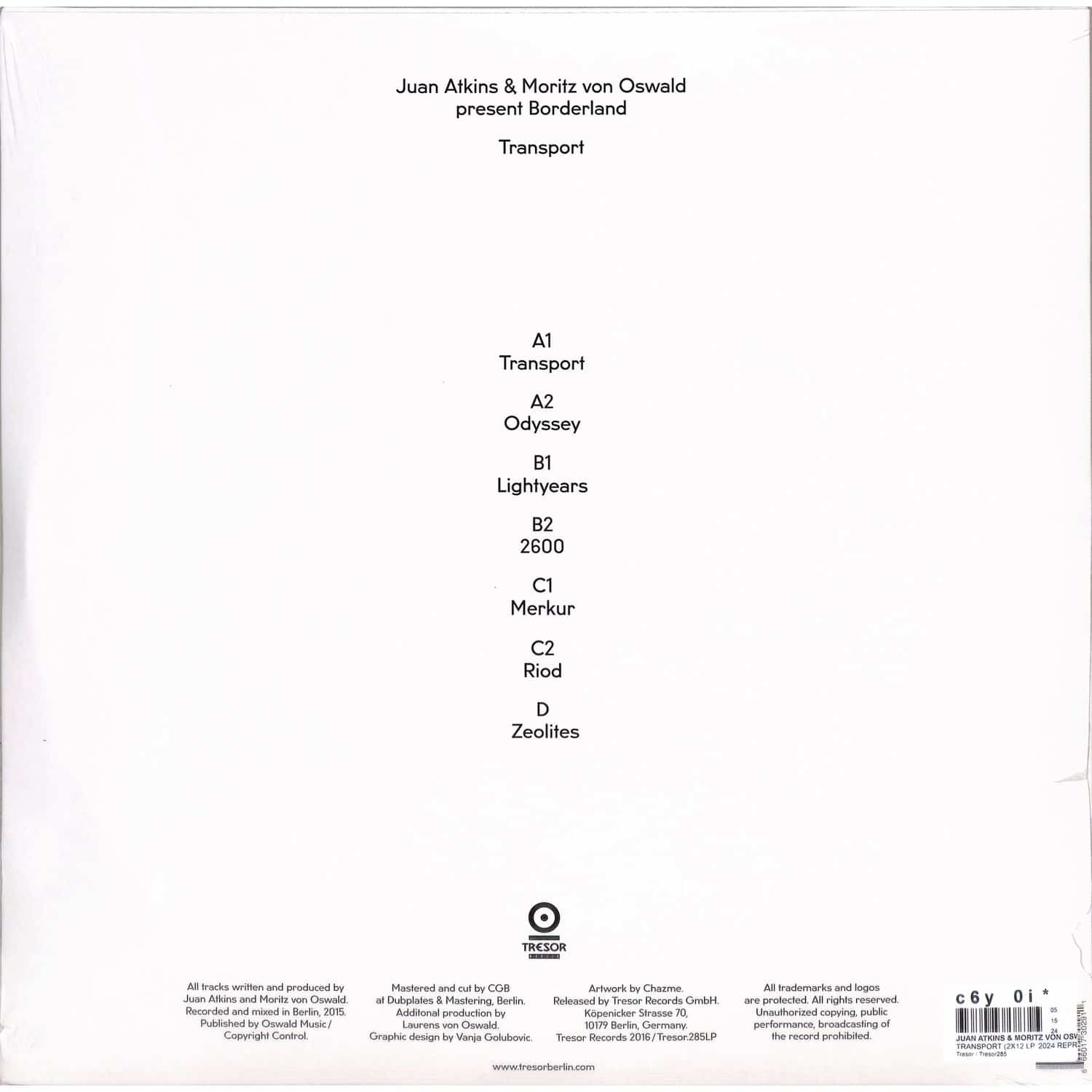 独2discs LP Juan Atkins &amp;amp; Moritz von Oswald Present Borderland Transport TRESOR285 Tresor /00520 Borderland | Juan Atkins & Moritz von Oswald present