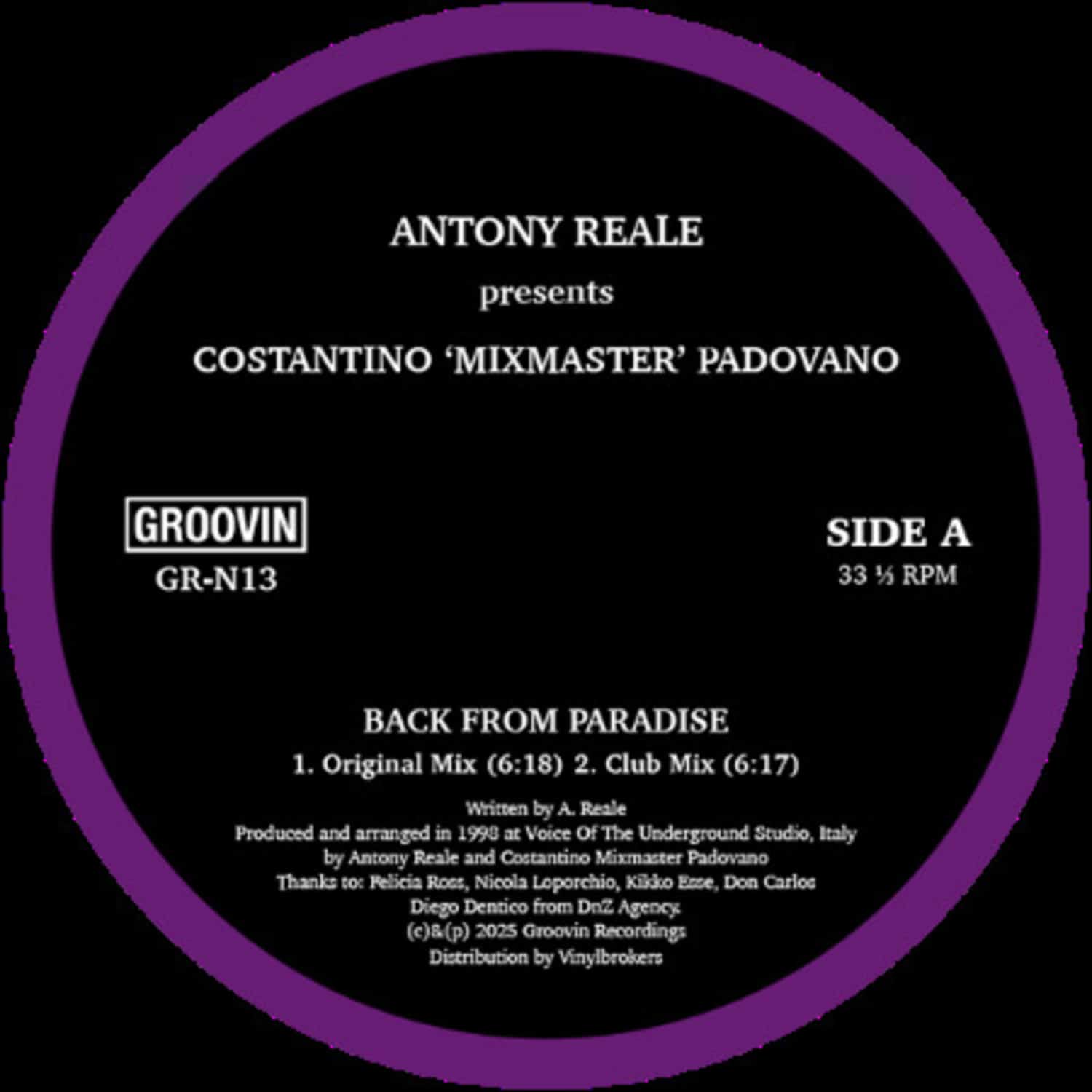 Antony Reale pres Costantino Mixmaster Padovano - BACK FROM PARADISE