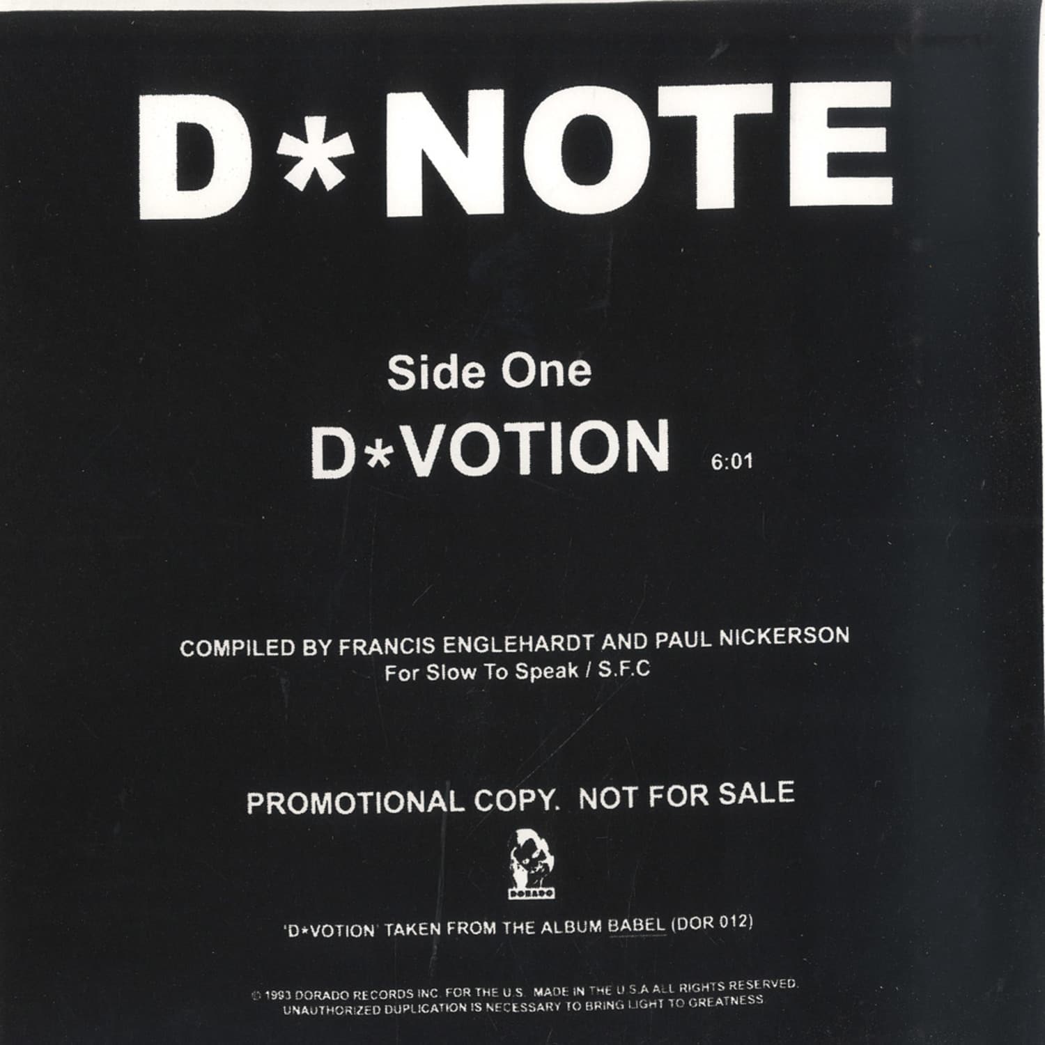 D Note / Steve Reich - DVOTION  / COME OUT