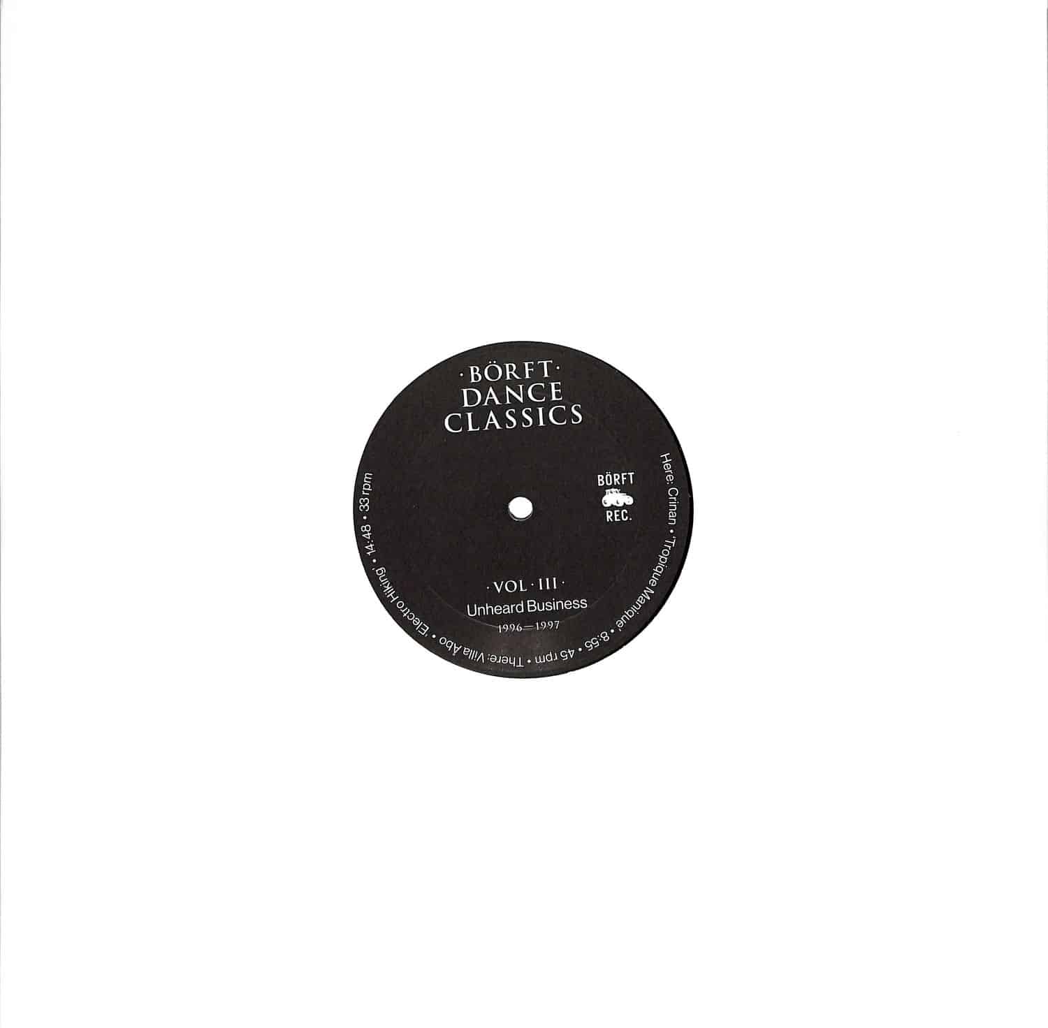 CRINAN / VILLA ABO - BORFT DANCE CLASSICS VOL 3 UNHEARD BUSINESS