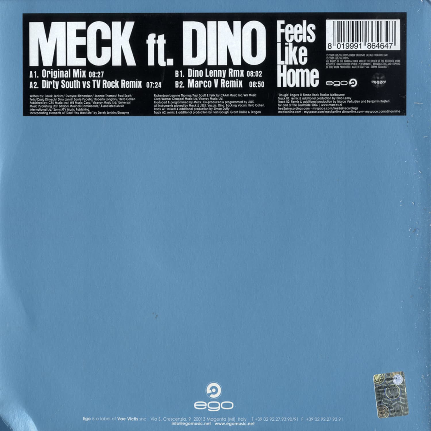 Meck ft. Dino Lenny - FEELS LIKE HOMEITAL.REMIX