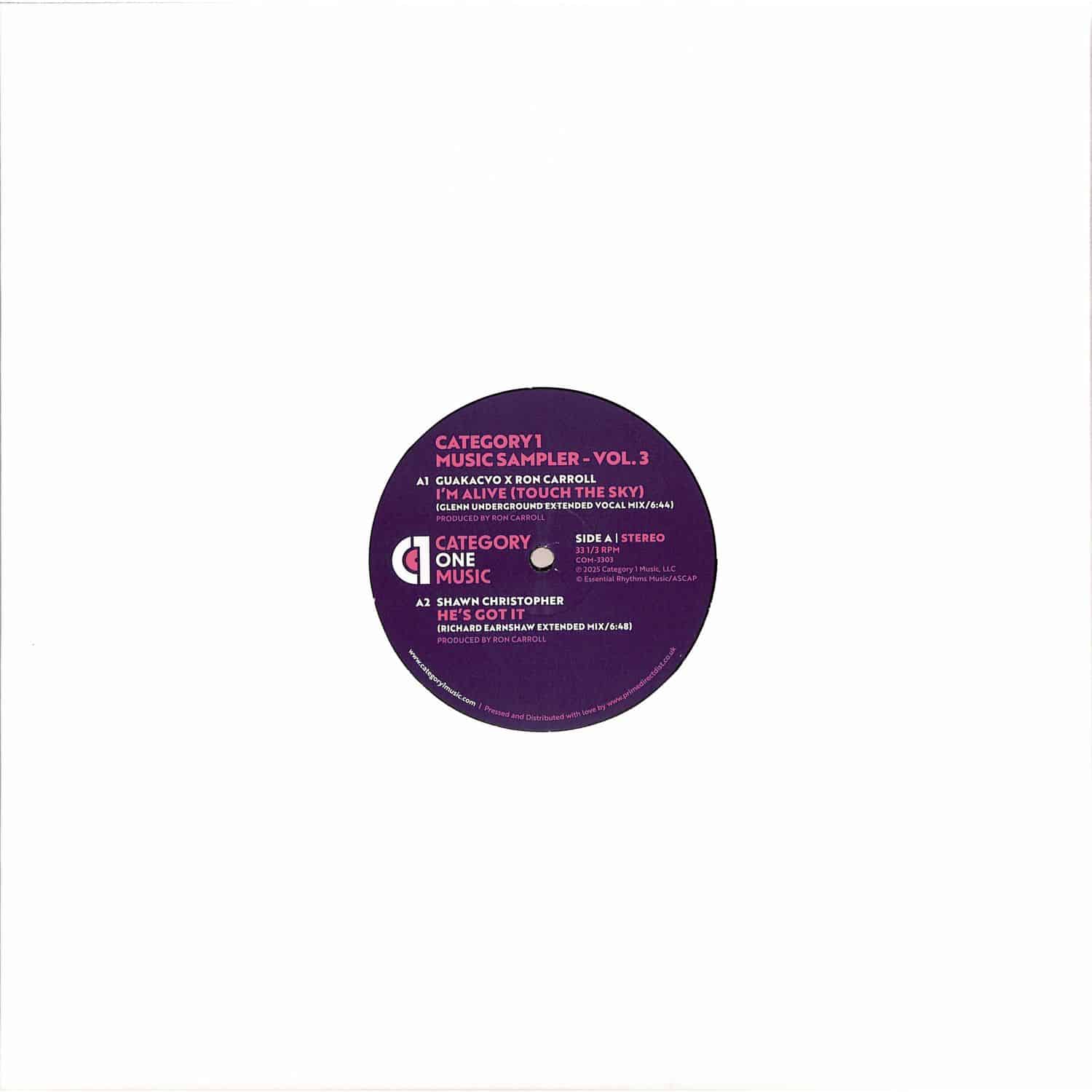 GU aka CVO x Ron Carroll... - CATEGORY 1 MUSIC SAMPLER - VOL. 3 - DEDICATED TO THE MEMORY OF RON CARROLL