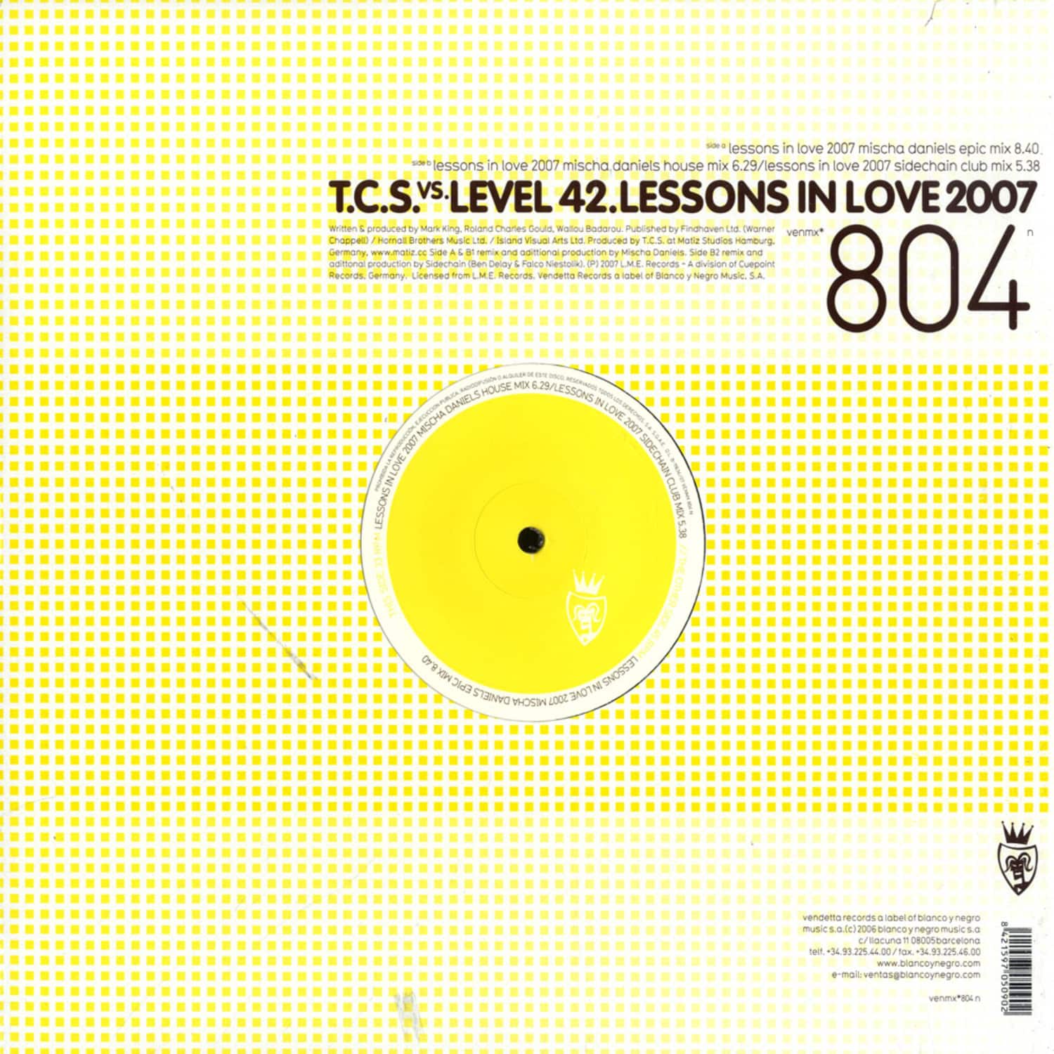 T.C.S. vs. Level 42 - LESSONS IN LOVE 2007