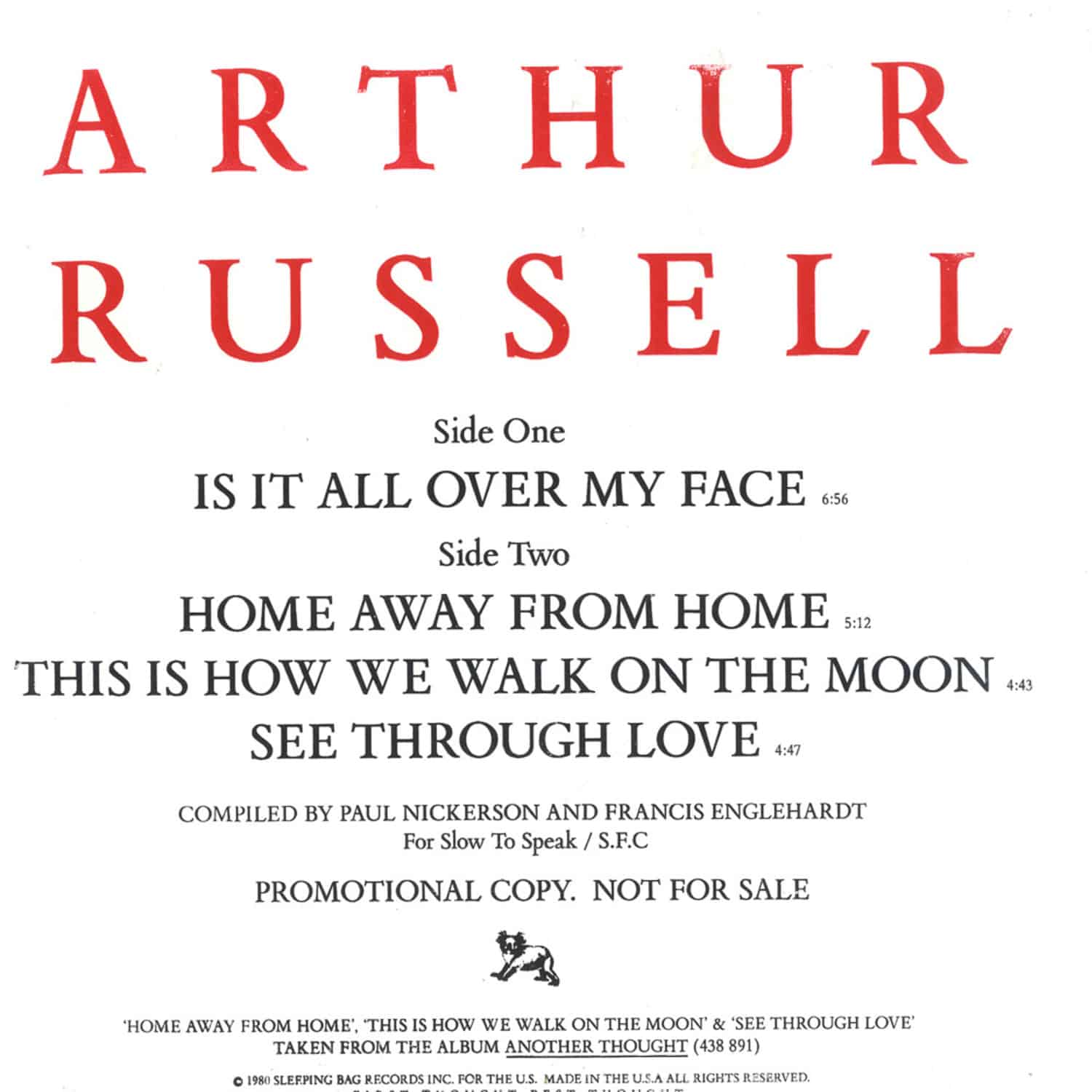Arthur Russell - IS IT ALL OVER MY FACE