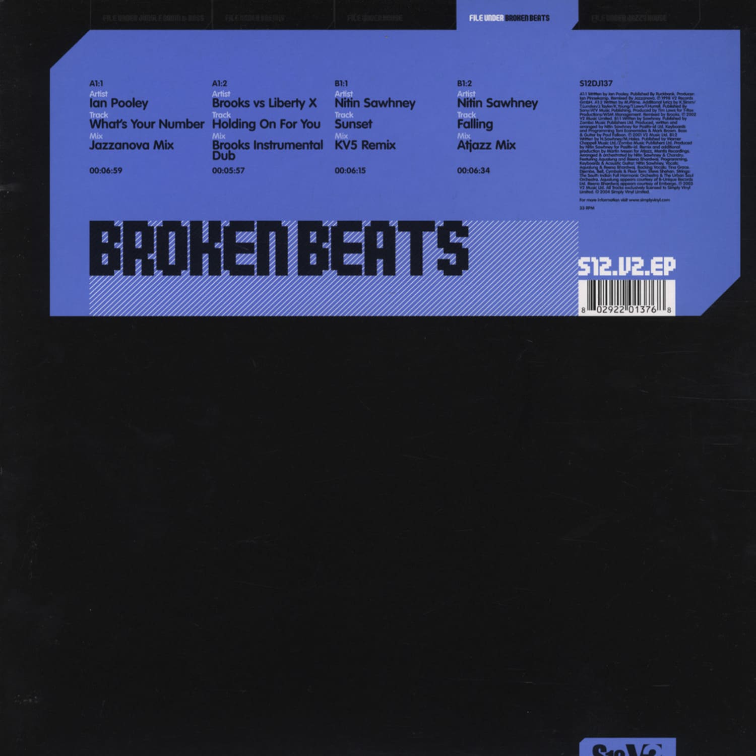 Ian Pooley / Brooks ... - V2 BROKEN BEATS EP BLUE