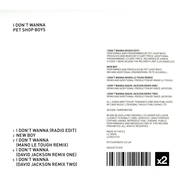 Back View : Pet Shop Boys - I DONT WANNA (SingleCD) - X2 / X20023CD