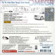 Back View : Omega - SI TE VAS / QUE TENGO QUE HACER (MAXI CD) - Nets Work International / nwi613cds