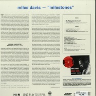 Back View : Miles Davis - MILESTONES (LTD 180G LP) - Jazz Wax Records / JWR4593 / 8922603