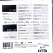Back View : The Official Compilation - SENSATION AUSTRALIA 2009 (CD+DVD) - 405 Recordings / 45cd9001