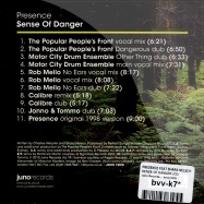 Back View : Presence feat Shara Nelson - SENSE OF DANGER (CD) - Juno Records / Juno10CD