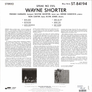 Back View : Wayne Shorter - SPEAK NO EVIL (LP) - Blue Note / 0744042