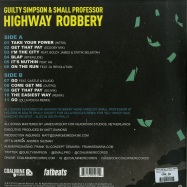 Back View : Guilty Simpson & Small Professor - HIGHWAY ROBBERY (VINYL LP) - Coalmine / cm052