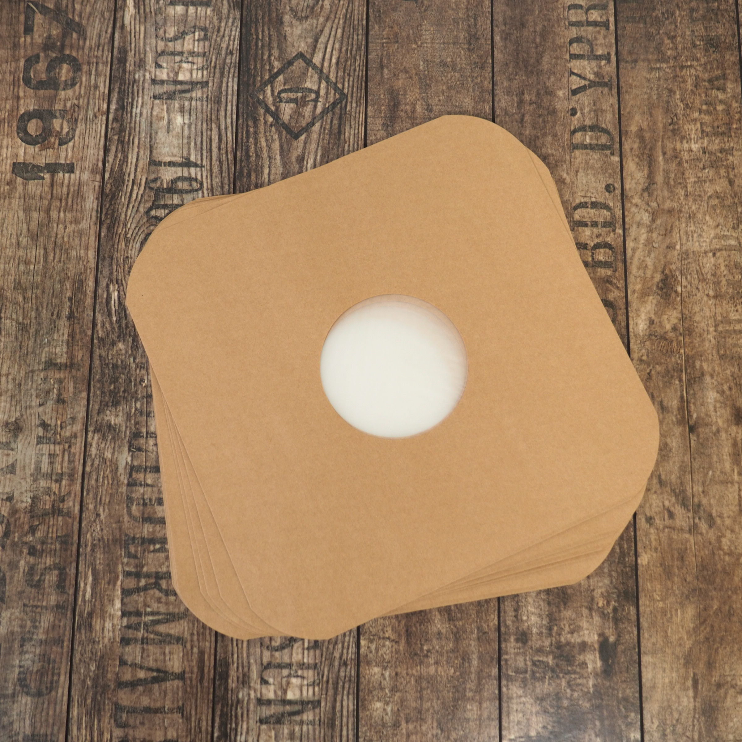 Zubehoer - 10x LP Innenhuellen gefuettert Braun abgerundete Ecken